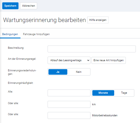 Wartungserinnerung bearbeiten